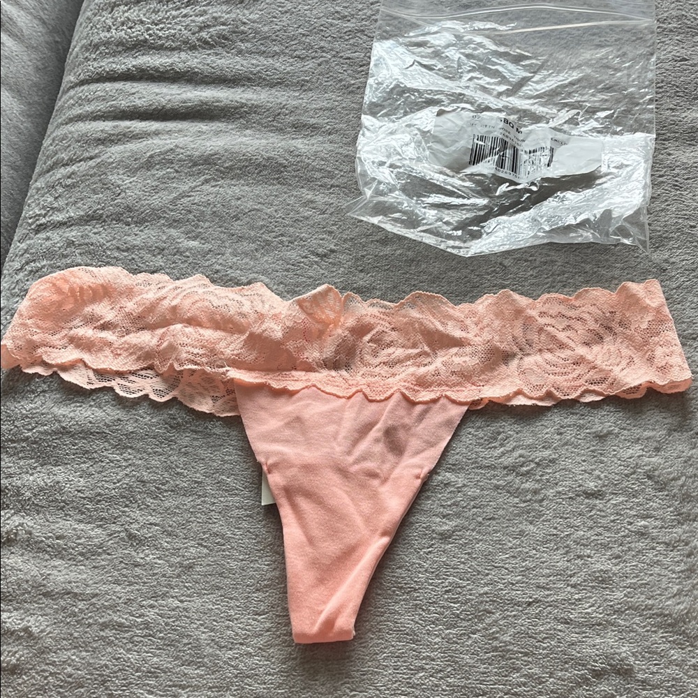 PINK Victoria's Secret Peach Lace Thong